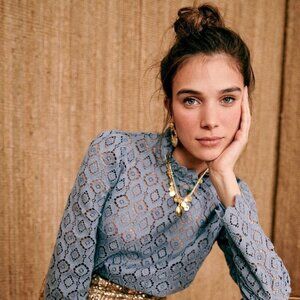 Sézane Eglantine blouse in bleu vintage, size 38 ~ NWT!